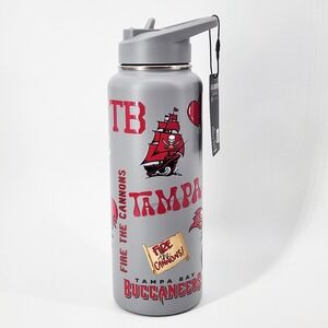 Tampa Bay‎ Buccaneers 34oz Quencher Water Bottle NFL Loco Design Grey Stainless